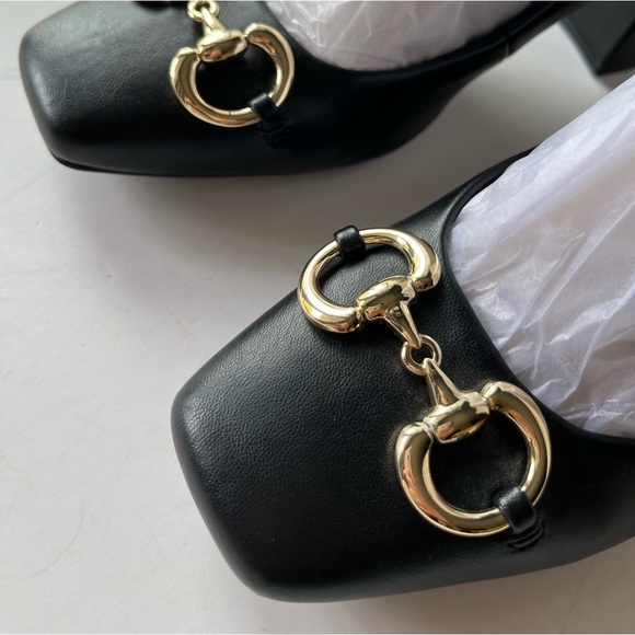 New Size 9 Anne Klein Horsebit Heel Larkin Pump Classic Leather Gold - Picture 5 of 11